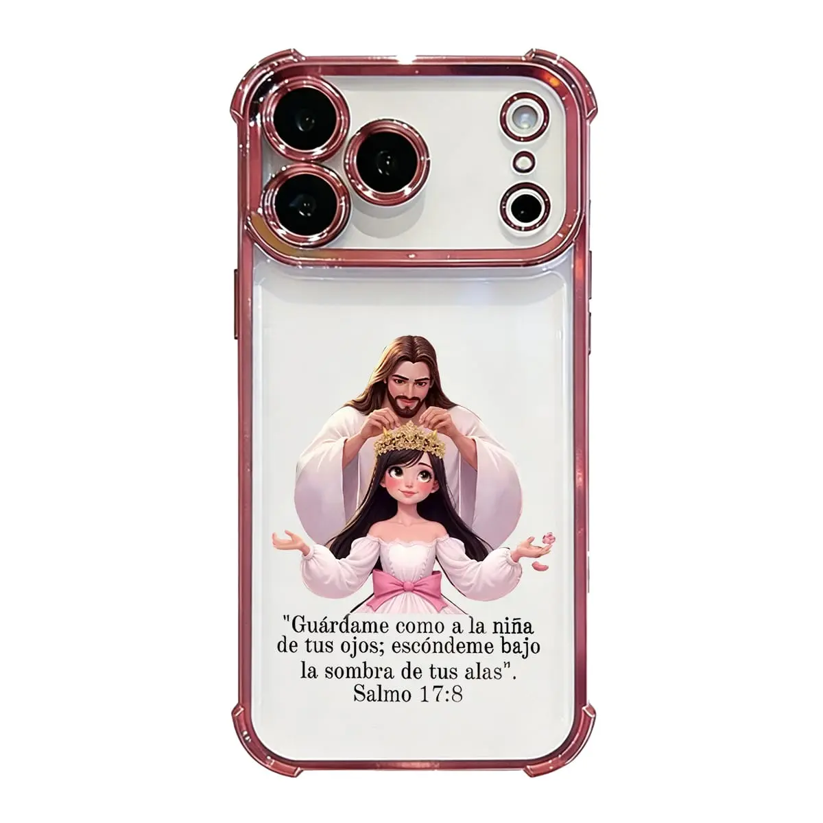 Psalm 17:8 Jesus Protecting Girl Soft TPU Phone Case for iPhone 17-16-15-14-13-12-11,E Series - 4-Corner Airbag Shockproof Durable Cover, Faith Gift Accessory (DDSJ260404010), Mobile Phone Accessories