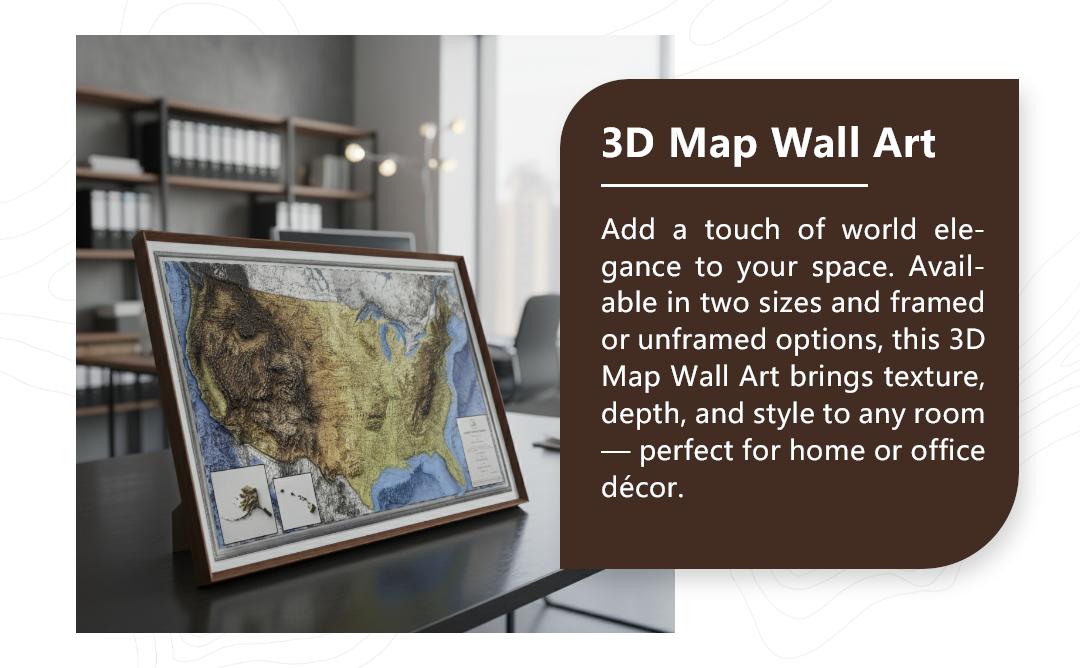 USA 3D Frameless Map Large