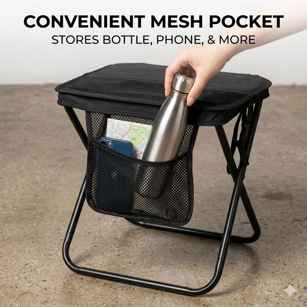 Portable Folding Camping Chair, Multi-Functional Outdoor Stool for Camping & Fishing, Compact Foldable Mini Bench Seat, Lightweight Travel Stool