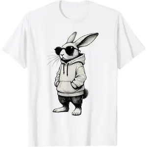 Bunny Face with Sunglasses Easter Day for Men  T-Shirt