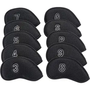 10Pcs/Pack New Meshy Golf Iron Covers Set Golf Club Head Cover Fit Most Irons
