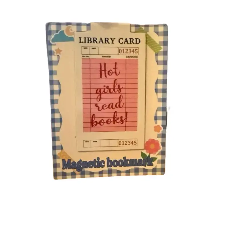 Magnetic library card bookmark