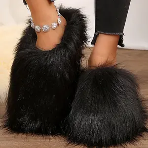 Women's Slippers Plush Slipper Ankle Snow Boots - Ultra Fluffy Over-The-Knee Booties with Bold Colors for Fashion Statement