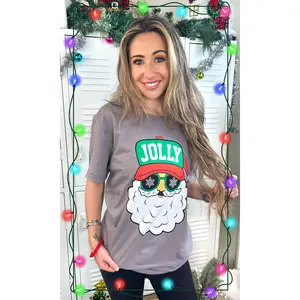 Jolly Trucker Hat Santa Christmas Graphic Shirt