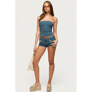 Zenna Low Rise Denim Micro Shorts