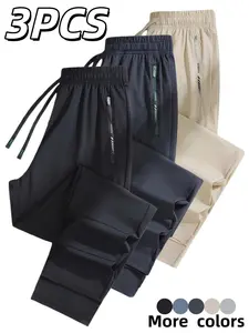 Men Women Quick-Dry Sports Pants Set, Drawstring Waist Loose Fit Casual Long Pants, Outdoor Activities Ice Silk Fabric, Workout Pants