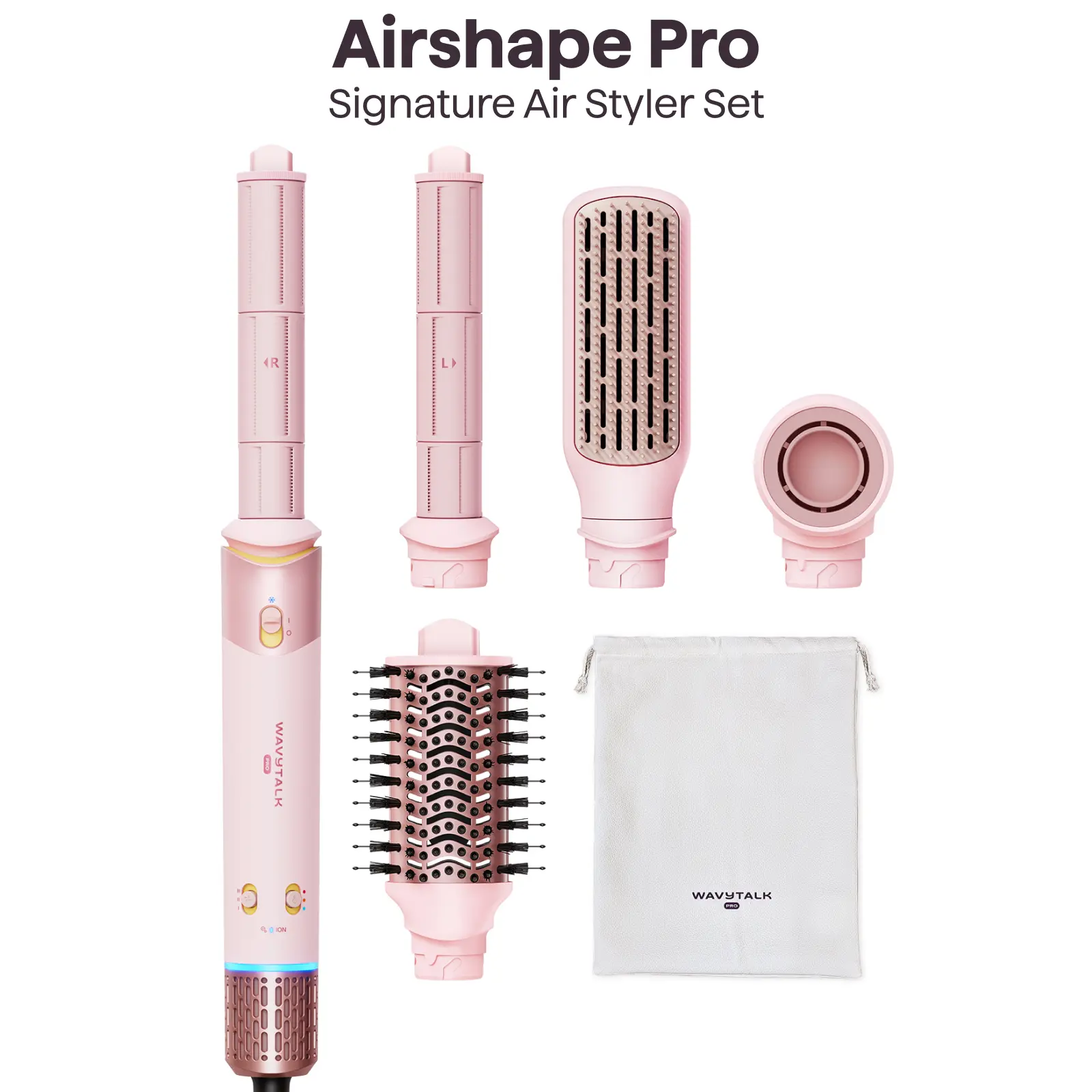 【live only】Wavytalk Airshape Pro Signature Air Styler Set - 4-in-1 Blow Dryer & Multi-Styler with Auto-Wrap Curlers, Paddle Brush, Volumizing Brush, Less Heat Damage, Ionic Anti-Frizz for Quick Styling, Hair Curler