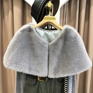 [Soft Warm Fur Shawl] Elegant Soft Warm Imitation Fur Shawl - Solid Color Small Cape Autumn Winter Coldproof Outerwear Cloak