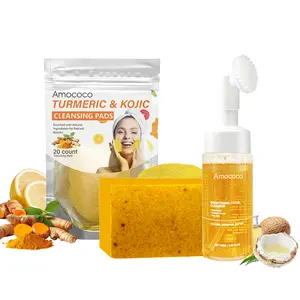 Turmeric Washing and Care Three-piece Set, Turmeric Tablets, Turmeric Cleansing Mousse, Turmeric Soap, Facial Cleansing and Skincare Set