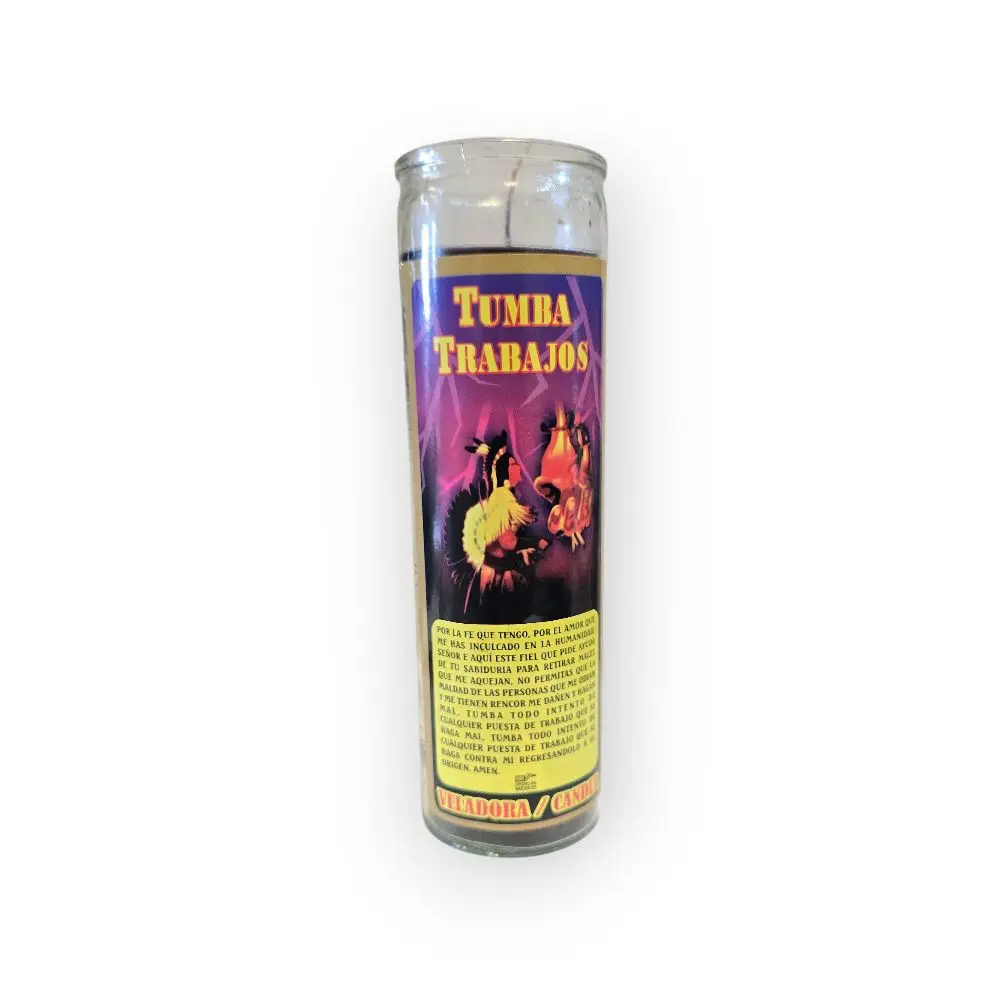 Tumba Trabajos Glass Candle - Traditional Witchy Decor with Witchcraft Aesthetic, Spiritual Prayer Home Decor for Protection Spell, Cleansing Practices