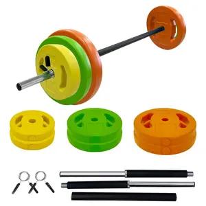 Adjustable Barbell Weight Set 40LB – PU Coated Round Plates & 51'' Bar – Home Gym Strength Training Equipment for Men & Women – Ideal for Cardio Pump, Multi-Color