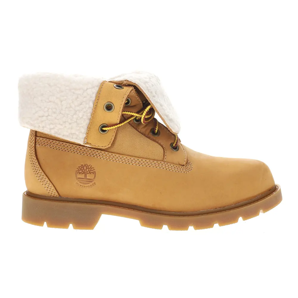 Timberland Womens Linden Woods Mid Waterproof Fold Down Round Toe Lace Up Casual Boots Ankle Low Heel 1-2" - Brown