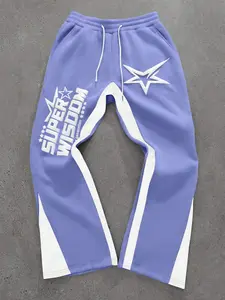 Unisex Streetwear Athletic Activewear Sportswear Letter & Star Print Pants, Athleisure Design Sweatpants, Sports Bottoms, Casual Fitted Long Trousers for Fall Winter, Y2K Style Hip Hop Fashion Gift for Men