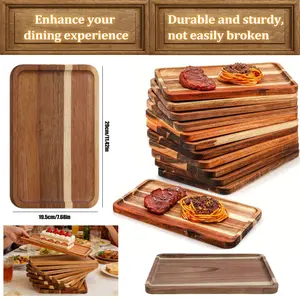 12 Pack Rectangular Wooden Serving Platter Wood Cheese Charcuterie Board Rectangle Kitchen Dinner Platter for Food Fruit Vegetables Charcuterie Appetizer NEW