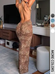 Sexy Leopard Print Backless Cami Dress, Elegant Fashion Dress, Perfect for Summer Weddings and Cocktail Parties, Elegant Women's Wear