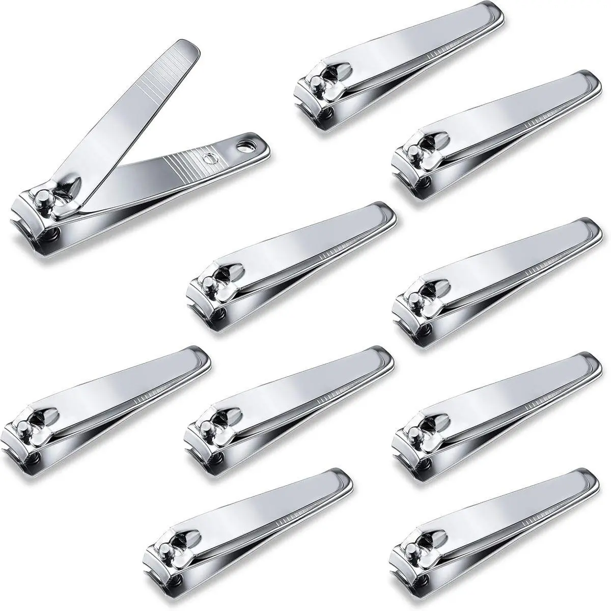 10 Pack Straight Nail Clippers Bulk,Sharp Blade Toe Nail Clippers Fingernail & Toenail Nail Clipper in Bulk,Nail Supplies Manicure Tools for Women Man Adult Homeless Care