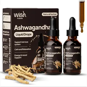 Wish Fusion Ashwagandha Drops, 2 Pack Organic Liquid Ashwagandha with L-Theanine, Supports Calm and Support Relaxation, Ashwagandha Liquid Extract, Easy to Use Drops