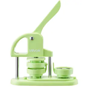 Button Maker Machine, 2.28 in, Plastic Maker with 100pcs Button Parts, Circle Cutter and Hex Wrenches, Reinforced Ergonomic Handle, for Badges, Personalized Pins and Key Chains, Green