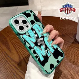 Phone case for iPhone 16 Pro Max 15 Plus 14 13 12 11 Cow Skin Mama Non-Yellowing Silicone Transparent Drop Protective Cover