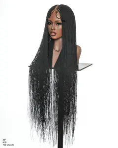 JALIZA Mica 36"  Micro Twist Pre Bleached Swiss HD Full Lace Glueless Knotless Braided Wig 799 Strands