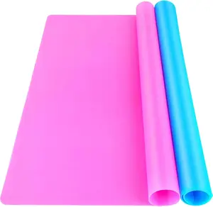 Silicone Mat for Resin Molds, 2 PCS 15.7" x 11.7" Playdough Mat, Silicone Mats for Crafts, Jewelry Resin Molds Mats, for Resin, Clay, Paint, Blue & Rose Red