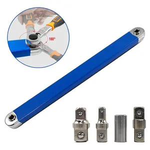 Upgraded Impact Ready Offset Extension Wrench,Tight Reach Extension Wrench Set with Versatile 1/2" 1/4" and 3/8" Square Drive Adapters Universal Extensions Wrench for Small Place Reach Fasteners