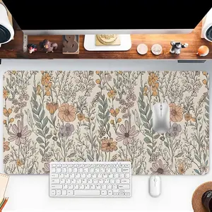 Vintage Floral Pattern Mouse Pad, Rectangle Gaming Mouse Pad, Non-Slip Rubber Base Desk Keyboard Mat for Home Office Game Room, Desktop Accessory, Desk Accessories