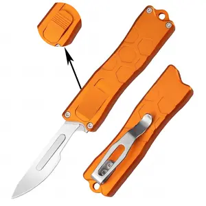 Premium Outdoor Collectible EDC Pocket Cutter, Durable Orange Aluminum Handle Accessory, Carbon Steel Blade, Portable Outdoor Activity Daily Practical Cutting Tool for DIY Craft, Camping & Household Parcel Opening