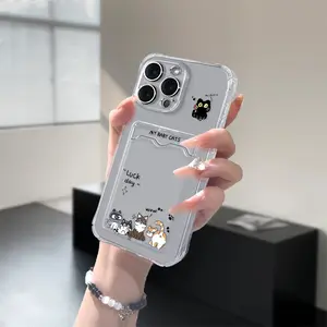 Card Holder, Shockproof, Personalized, Soft Shell, Breathable, Suitable for Iphone Plus, , 15 Pro Max, Transparent Phone Case, Convenient, Thickened, Wear-Resistant, Safe, Couple Gift. Smartphone Protective