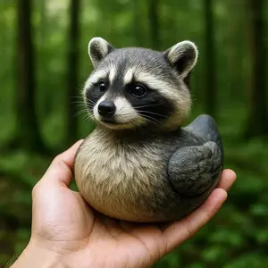Novelty Miniature Creative Resin Art Figurine Animal Design Raccoon Duck Figurine Statue Craft, Unique Decorative Ornament, Perfect Gift for Collectors
