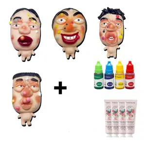 Popping Pimple Squishy Toy Fast-rebound Squeeze Toy with Funny Faces for Stress Relief Ultrasquishy Silicone Non-Toxic Red Dye Durable Tool Complete Refillable Kit