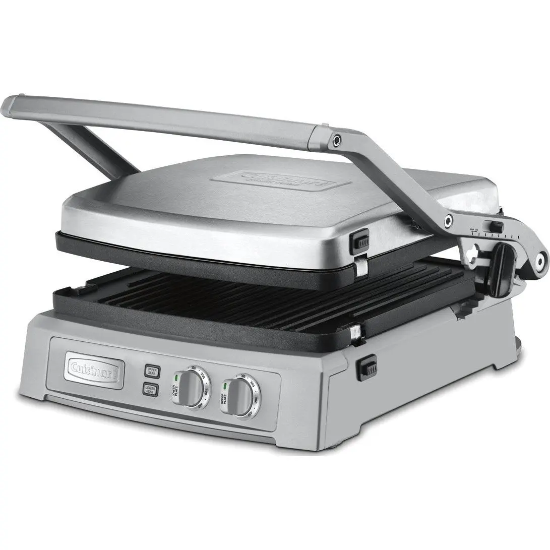 Cuisinart GR-150 Griddler Deluxe - Brushed Stainless Steel Indoor Griddle, Nonstick Coating Griddle for Stainless Steel Grilling