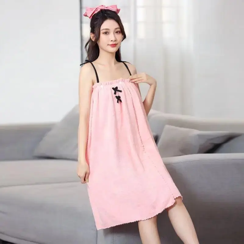 Women Absorbent Wearable Bath Towel Soft Mircofiber Swimming Beach Towel Blanket Sauna Shower Towel Suspenders Nightdress Dress