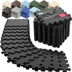 Bemaxx Gym Mats Set - 18 Pcs EVA Interlocking Foam Floor Tiles (12.6"X12.6"X0.4") 18Sqft Protective Gym Flooring Sports Home Workout Exercise Mats Puzzle Garage Fitness Play-Room Pool Treadmill Bike BeMaxx