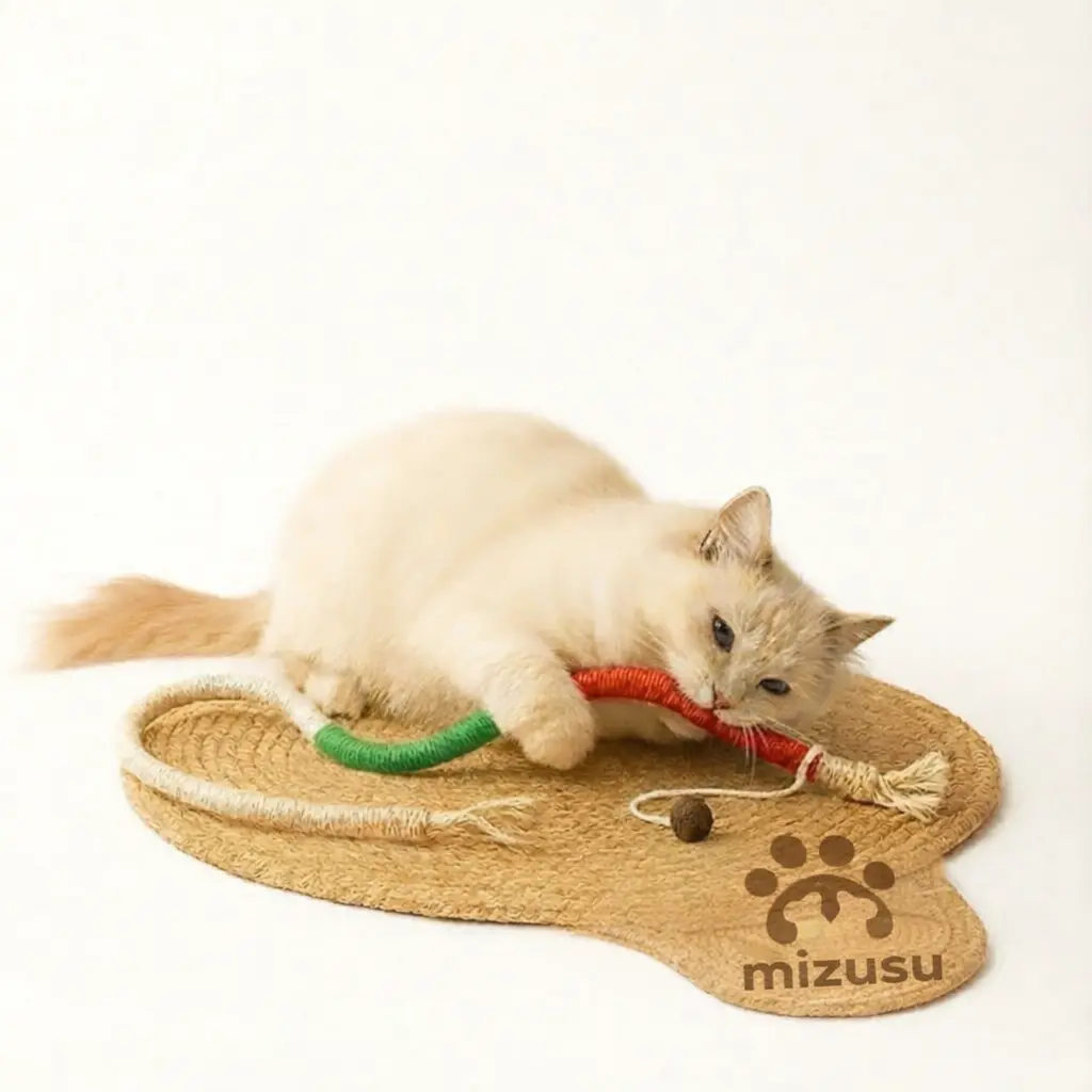 Cat Chew Rope Toys (3 Pcs, 27.5 Inches Per Rope) - Cotton Thread Material, With Cordyceps Sinensis Catnip Pack, Safe Teeth Cleaning, For Indoor Kittens, Supports Energetic & Healthy Exercise
