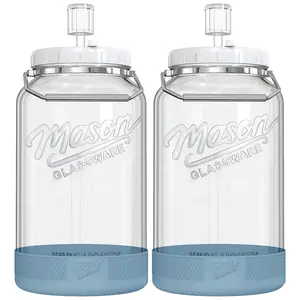 Syntic 2-Pack 1.5-Gallon Glass Fermentation Jar Set with Wide Mouth, Handles & Airlock Kit
