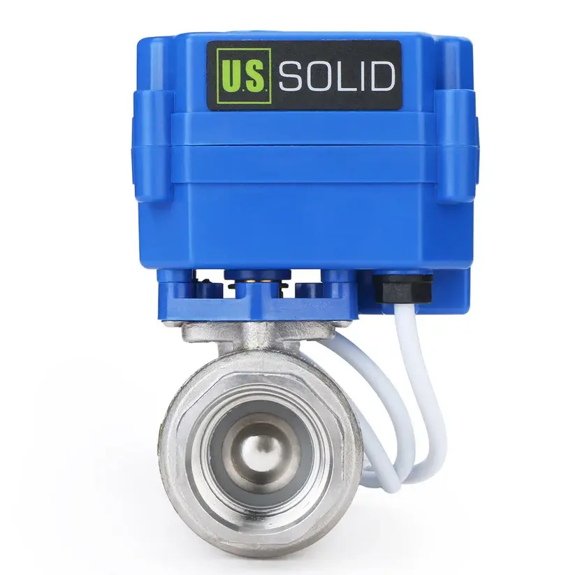 U.S. Solid Motorized Ball Valve 3/4" Stainless Steel Full Port 9-24V AC/DC 2 Wire Auto Return