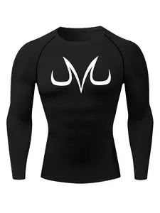 Men's Letter Print Round Neck Sports Tee, Quick Drying Long Sleeve Crew Neck T-shirt for Gym Workout Running, Gym T Shirts, Gym Performance Top, Gym Athletic Clothes, Casual Sporty Top for Fall & Winter, Athletic Compression Shirts, Athletic Tops