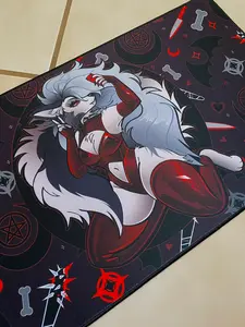 Helluva Boss Loona Red Furry Playmat Gaming Mousepad and Playmat, Desk Pad for Gamers