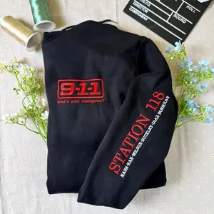 911 Fire Department Embroidered Sweatshirt & Hoodie, Station 118 Crewneck, Cozy Unisex TV Show Fan Gift.