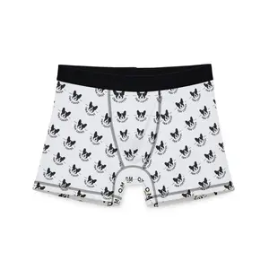 Frenchie bulldog O&M Cozy Playful frenchie Print Men's Boxers - Comfortable & Fun Underwear in Soft Polyester Blend for Casual Wear - Breathable Elastic Waistband - Regular Fit - Made in USA