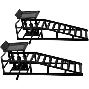 2-piece set of car truck service ramp, 5-ton low profile hydraulic car ramp, and car lifting service ramp. The ramp design is easy to drive, and the hydraulic drive is super simple. Slope anti slip, will not slip (black)