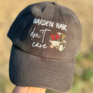 Gardener Hat "Garden Hair, Don't Care" Embroidered Hat - Plant Lover's Cap, Nature-Inspired Baseball Hat, Gardening Gift for Her