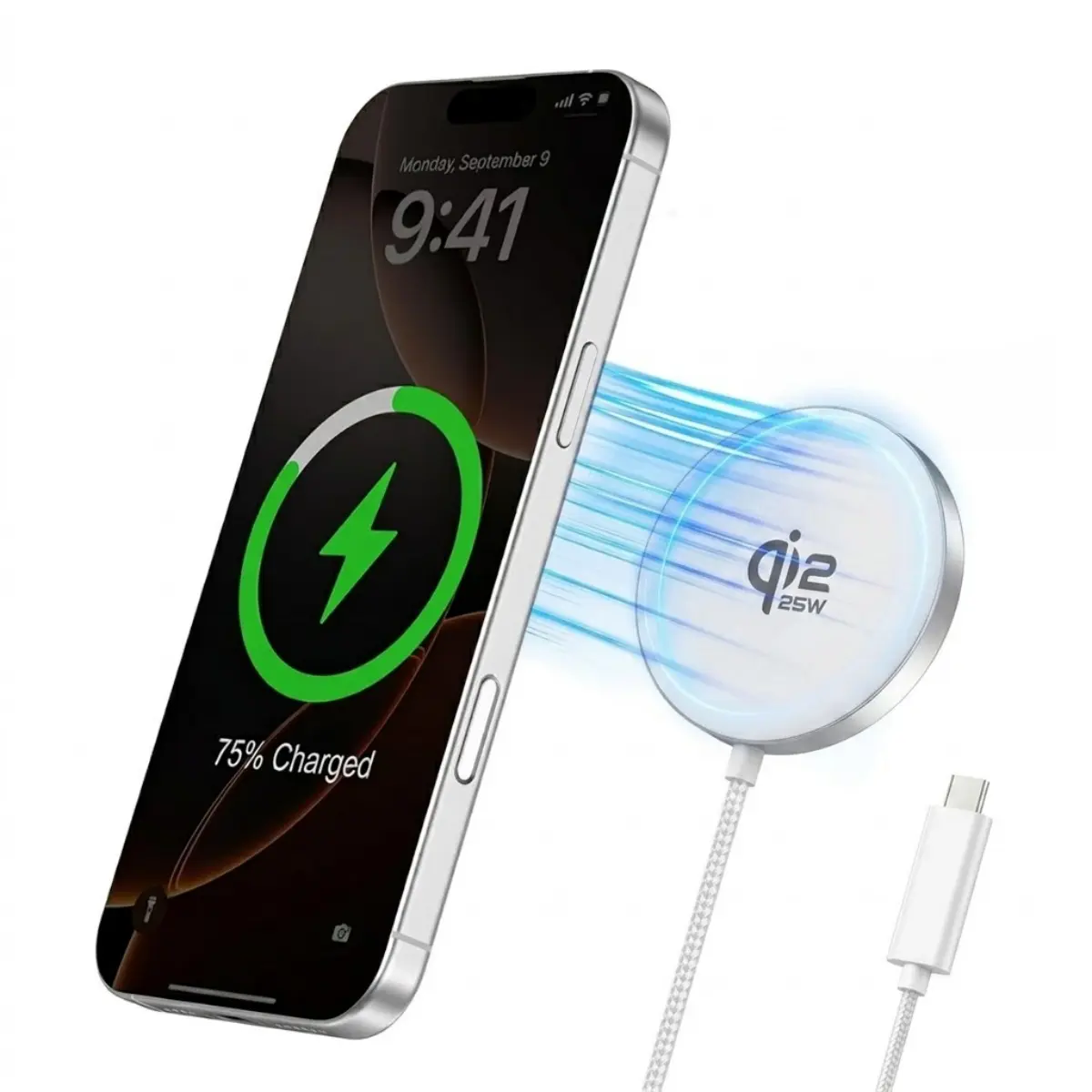 25W Qi2 Magnetic Wireless Charger Plug for MagSafe, iPhone 17/16/15/14/13/12 Pro Max, AirPods 4-2 Pro, Samsung Galaxy, Google Pixel, Smartphone, Cellphone & Electronic Devices, Lightweight for Travel & Desk Use, Charging