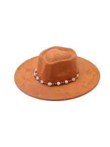 New European and American suede flat-brimmed heart-shaped western cowboy hat, western cowboy fedora, jazz hat