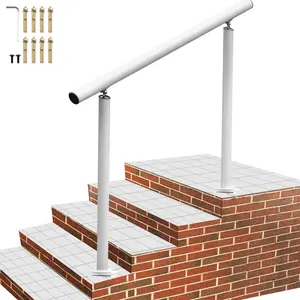【DealsForYouDays】VEVOR Outdoor Stair Railing Kit, 4ft Length White Aluminum Handrail, Adjustable Angle for 1-4 Steps, 0.08"/2mm Thickness, Allen Wrench Included, 121x91cm, 31.5"/80cm, for Elderly, Gardens, Outdoor Living Essentials