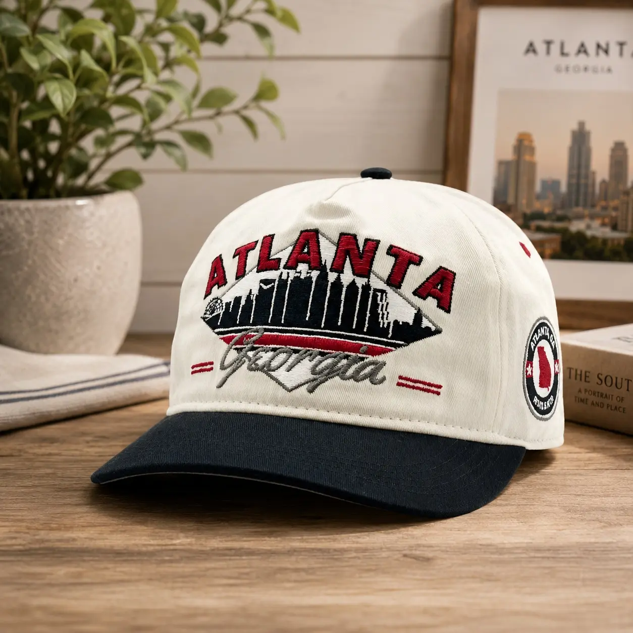 Atlanta Georgia Snapback Hat, Embroidered Baseball Cap, Vintage City Graphic Hat, Adjustable Unisex Streetwear Cap, Casual Sports Hat