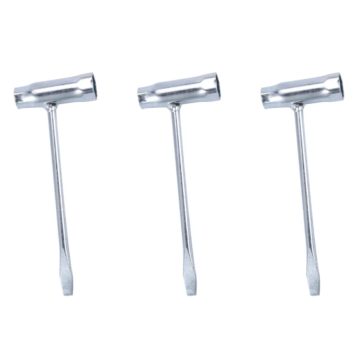 Galvanized Steel 3-Piece Chainsaw Bar Nut T-Wrench Tool Set, 1/2in-13x19mm & 3/4in Sizes, 160mm Length, for STIHL Husqvarna Spark Plug Maintenance