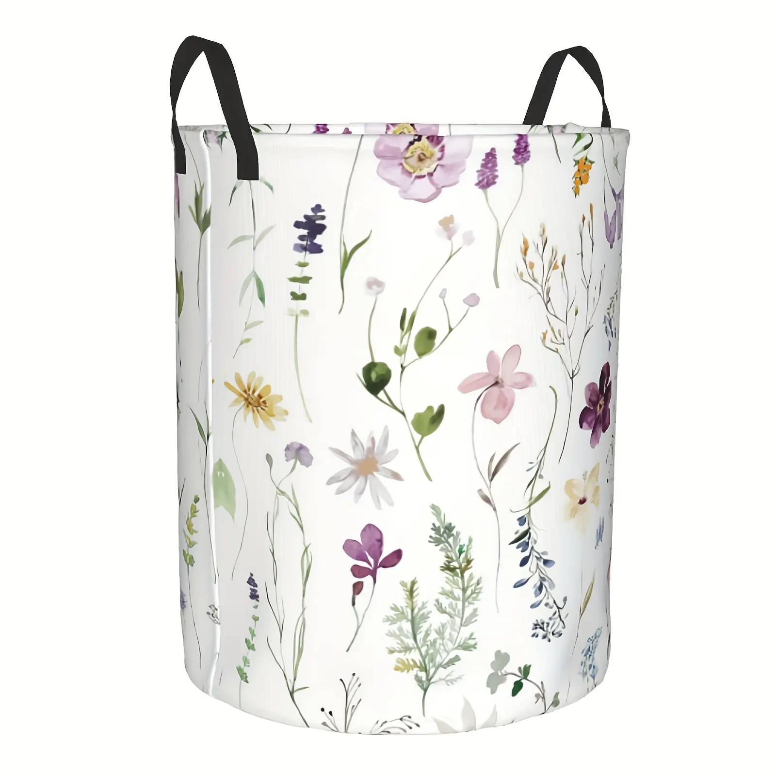 Foldable Laundry Basket with Colorful Floral - Durable Oxford Cloth Hamper, Sturdy Handles & Portable 19.6x15.7 Inch Storage Organizer for Bedroom, Bathroom, Laundry Room, Laundry Room Accessories, Classic Round Shape, Easycarry Construction, Laund