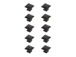 212 MAIN Cecil 1.3 in. Oil-Rubbed Bronze Square Knob (Set of 10), Indoor Use, Rust Resistant, 2 Screw Sets, Smooth Edges, Model KB2025-ORB-10PK